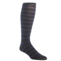 Dapper Classics Charcoal with Purple Stripe Fine Merino Wool Sock Linked Toe