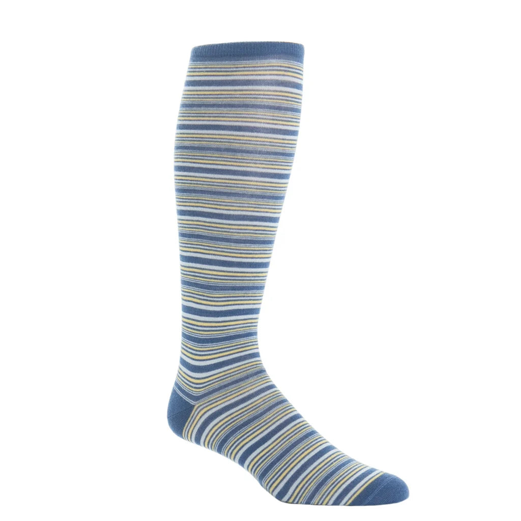 Dapper Classics Bay with Saffron and Ash Variegated Stripe Fine Merino Wool Sock Linked Toe