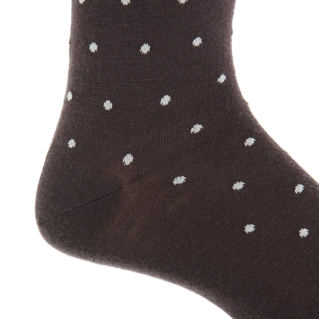 Dapper Classics Coffee with Tan Dots Fine Merino Wool Sock Linked Toe