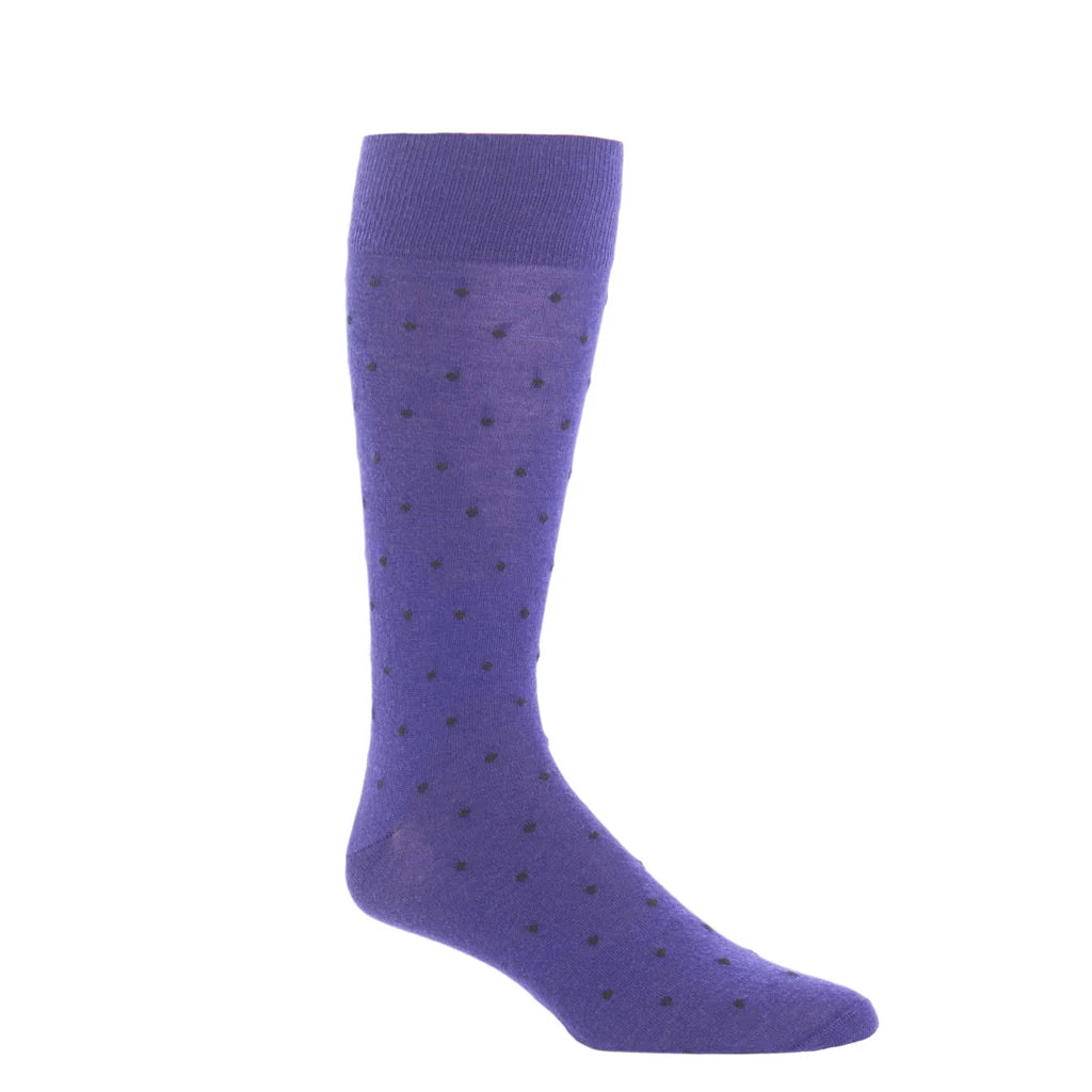 Dapper Classics Purple with Black Dots Fine Merino Wool Sock Linked Toe