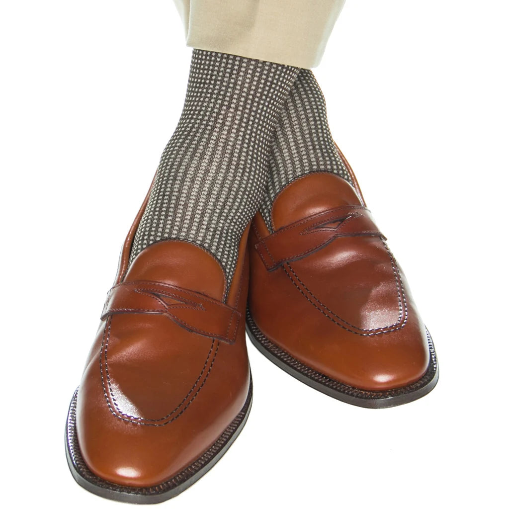 Dapper Classics Fine Hosiery Coffee and Tan Grenadine Cotton Sock