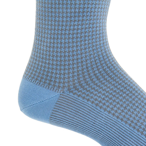 Dapper Classics Azure and Steel Houndstooth Cotton Socks