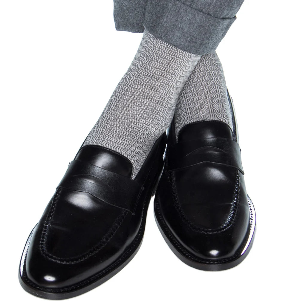 Dapper Classics Steel and Ash Chain Link Cotton Socks with Linked Toe