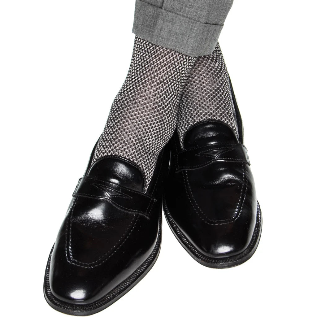 Dapper Classics Black and Ash Birdseye Cotton Sock with Linked Toe