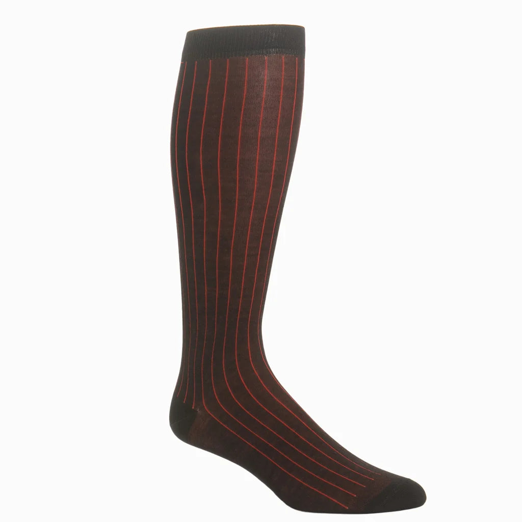 Dapper Classics Black with Red Vertical Stripe Cotton Sock Linked Toe