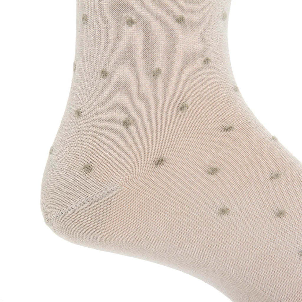 Dapper Classics Tan with Taupe Dots Cotton Sock Linked Toe