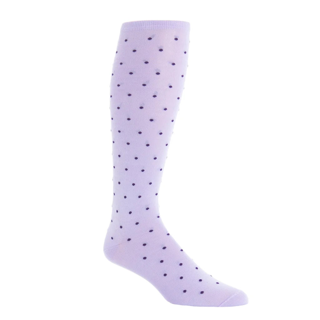 Dapper Classics Lavender with Purple Dots Cotton Socks with Linked Toe