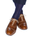 Dapper Classics Classic Navy with Gold Pin Dots Cotton Sock Linked Toe Mid-Calf