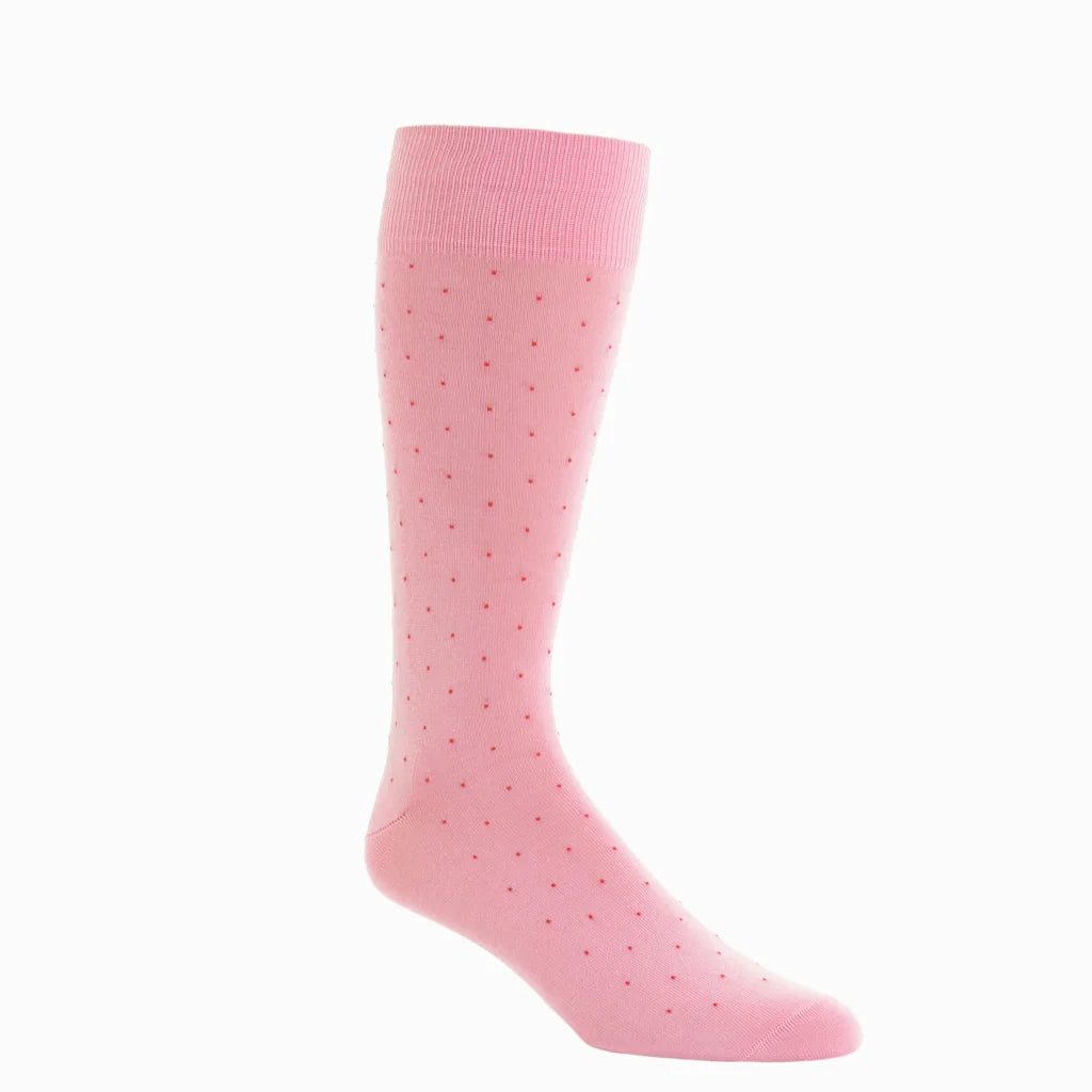 Dapper Classics Pink with Red Pin Dots Cotton Sock Linked Toe
