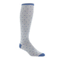 Dapper Classics Ash with Bay Blue Dots and Bay Blue Tipping Fine Merino Wool Sock Linked Toe