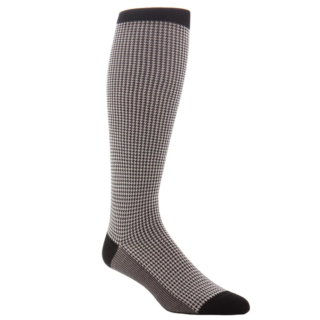 Dapper Classics Fine Hosiery Black & Ash Houndstooth In Cool Merino Wool
