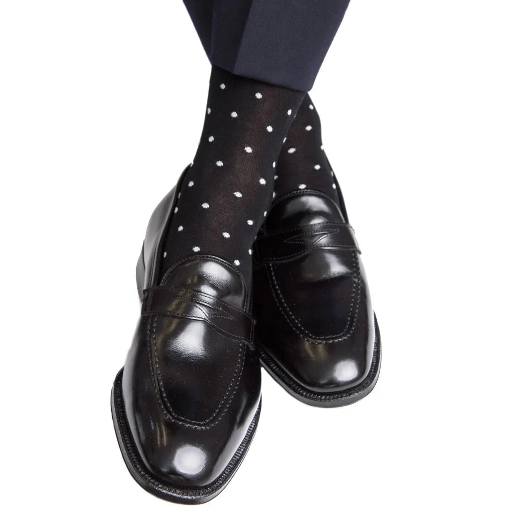 Dapper Classics Black with Ash Dot Cotton Socks