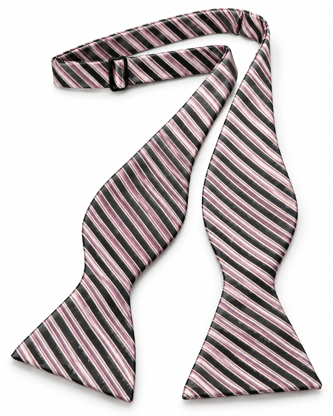 Bruno Piattelli Elegant Pink and Charcoal Striped Bow Tie